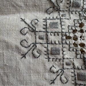 Vintage Tablecloth 5 Napkins Square Approx‎ 40” X 40” Blue Embroidered Cut Outs